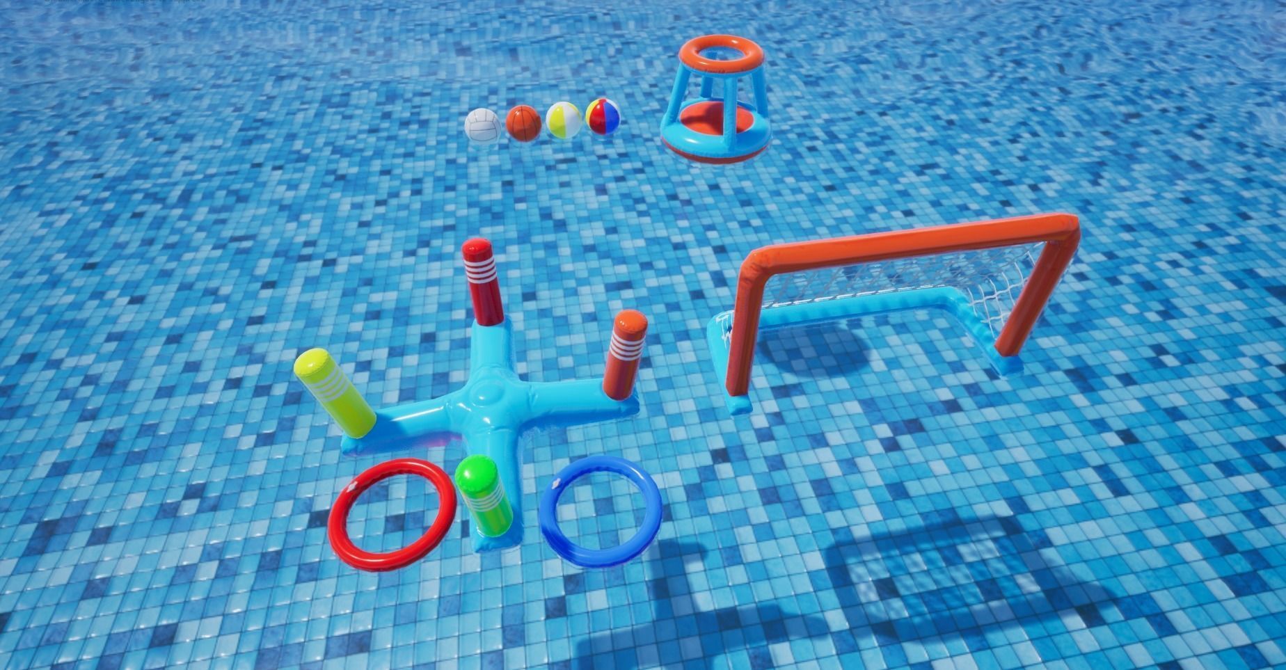 Pool Inflatable floats Low-poly 3D model_8