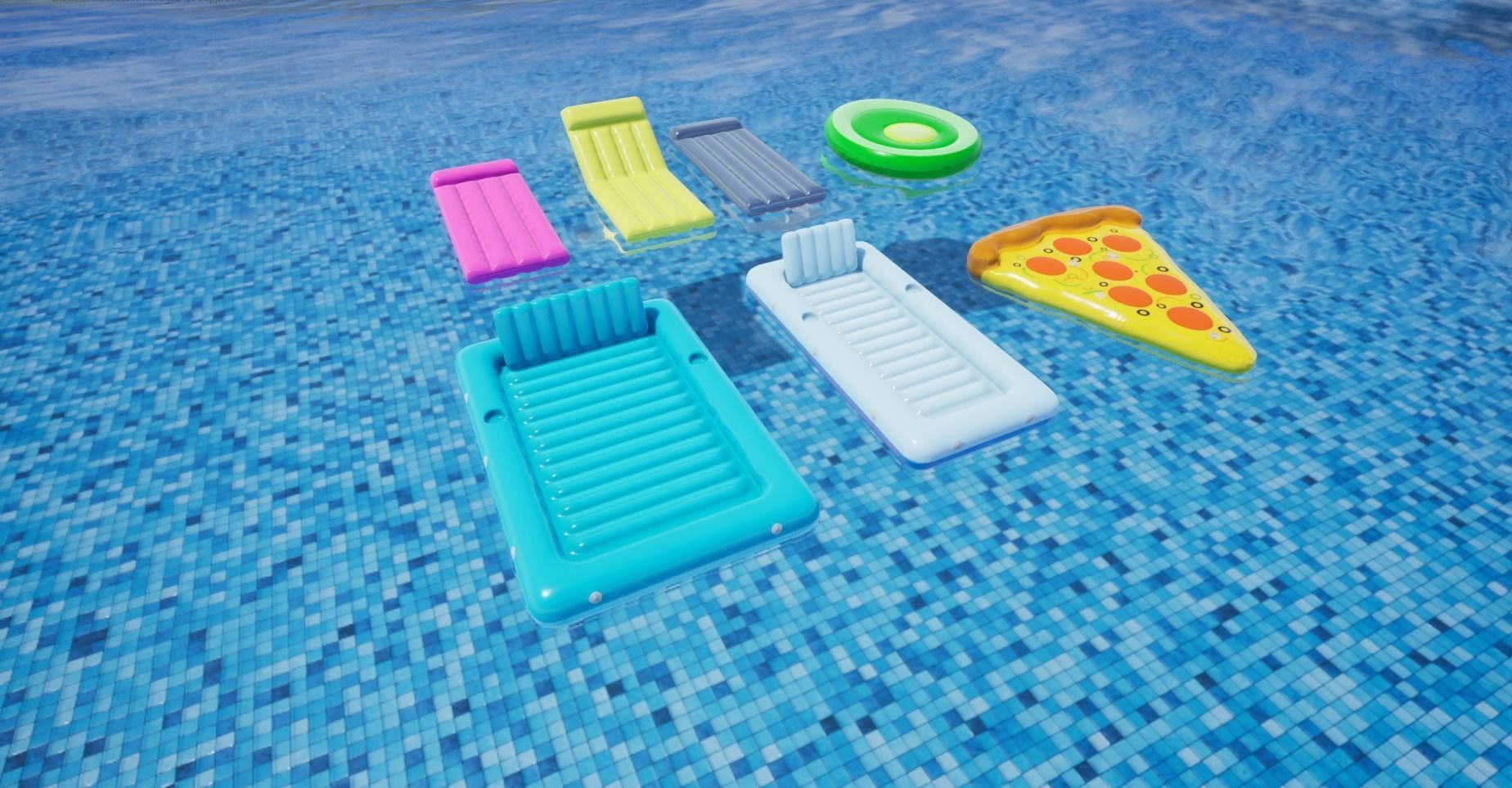 Pool Inflatable floats Low-poly 3D model_3