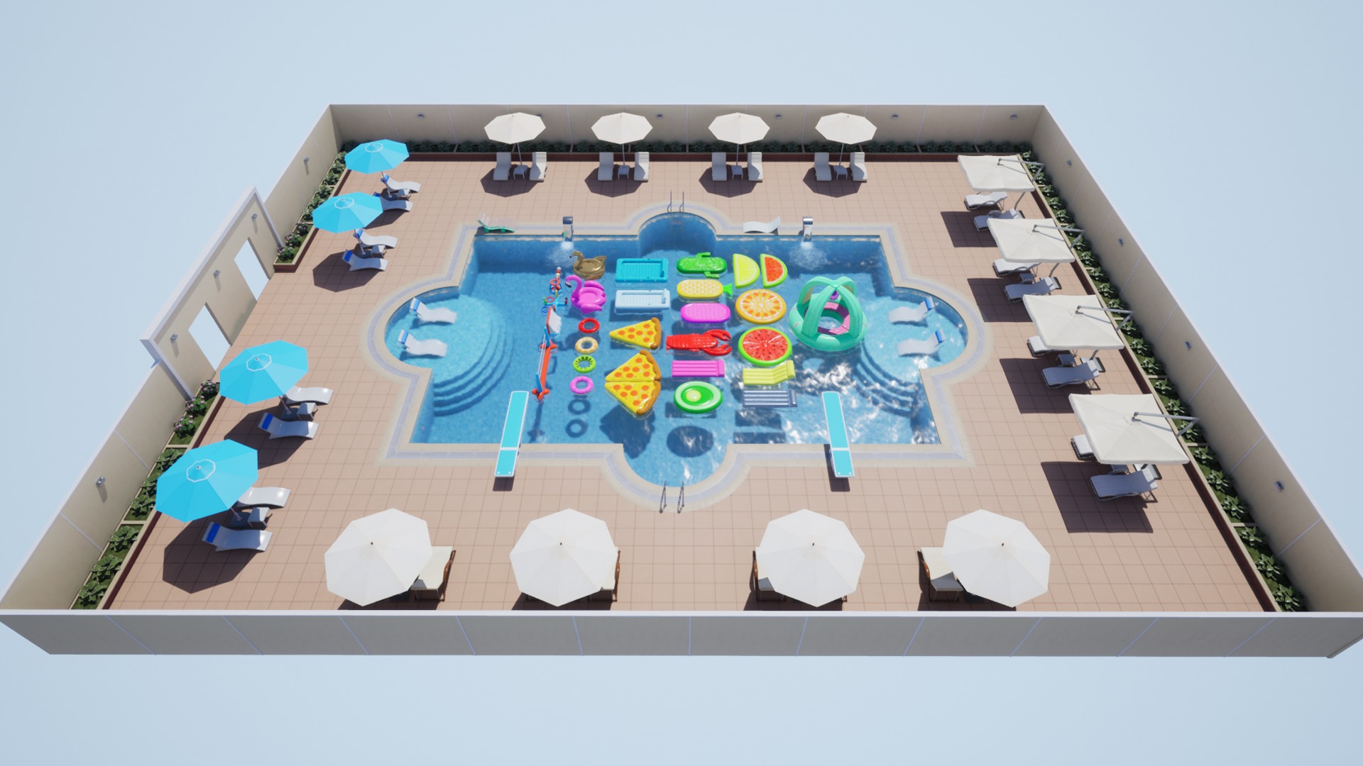 Pool Inflatable floats Low-poly 3D model_13