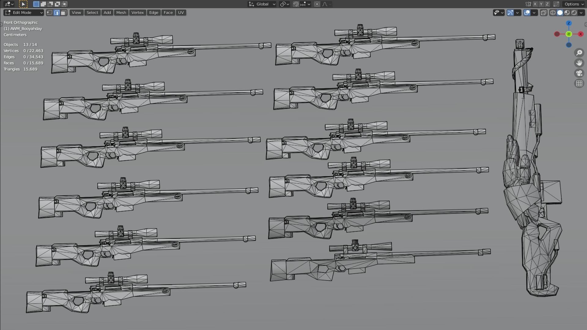 AWM Rifle Game Weapon 14x 3D model_3