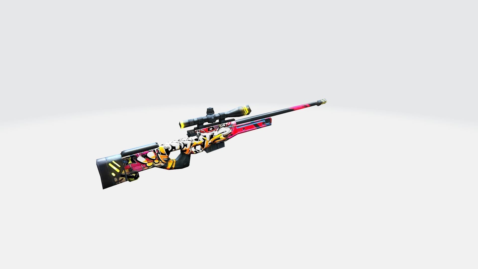 AWM Rifle Game Weapon 14x 3D model_14