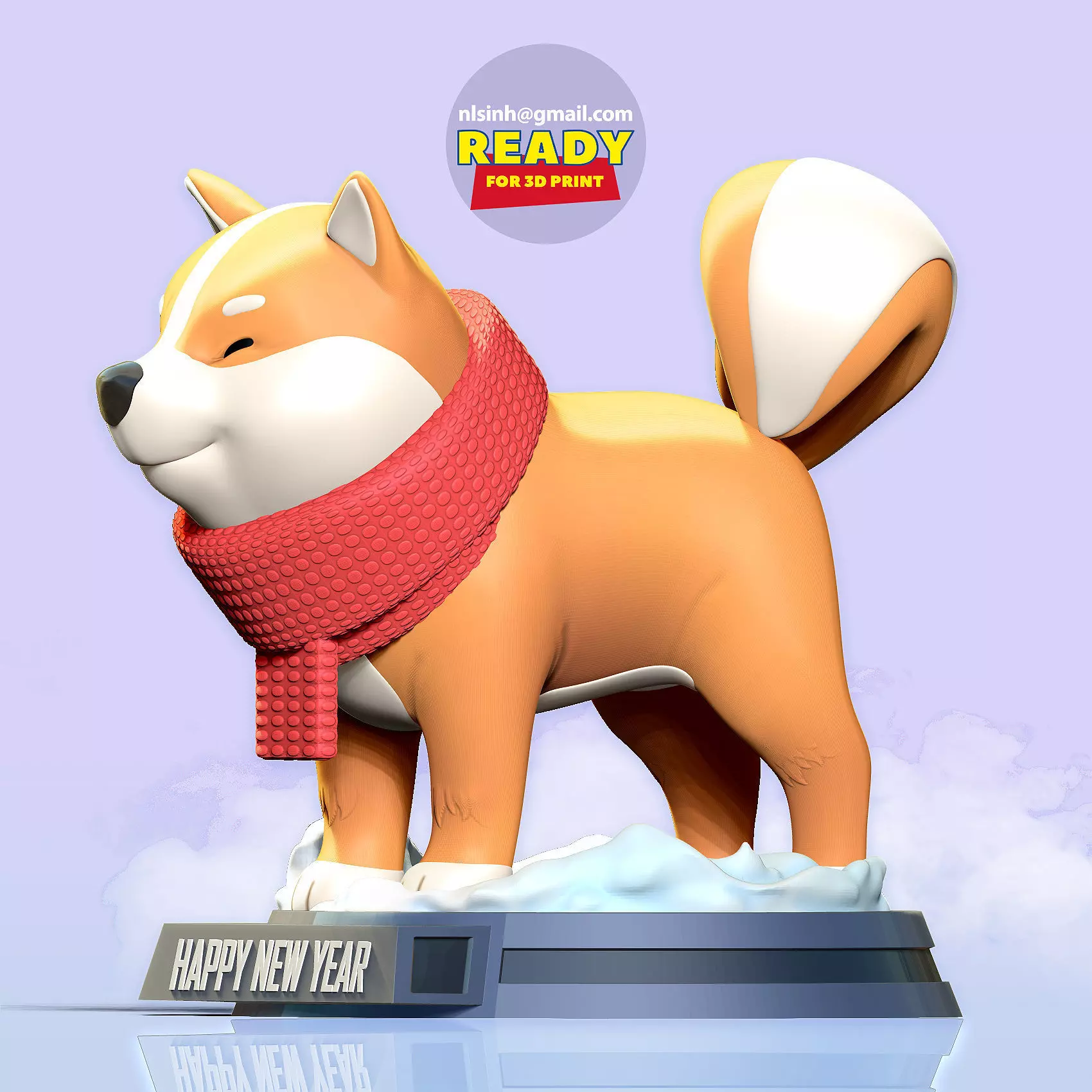 Shiba with winter 3D print model_0