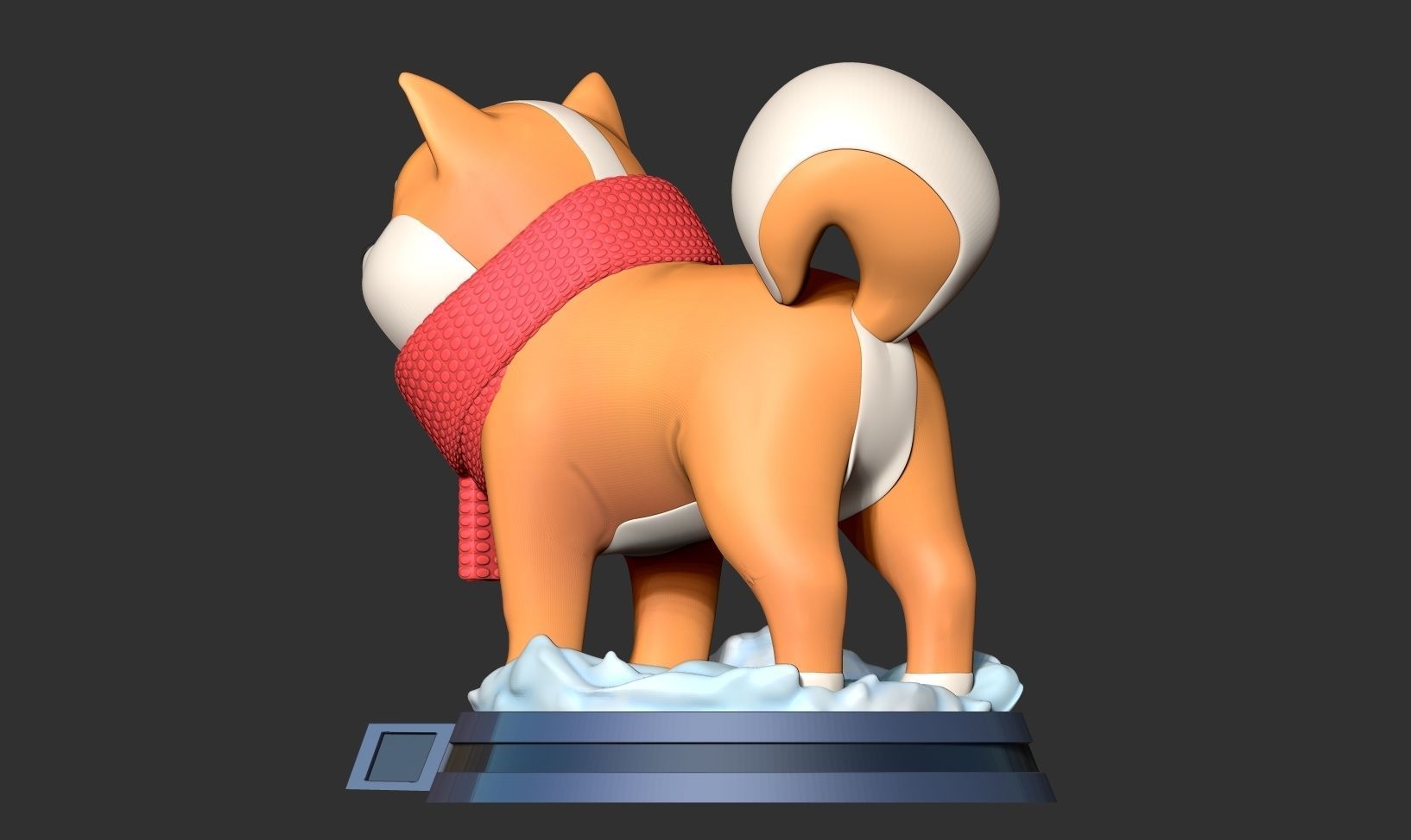 Shiba with winter 3D print model_7