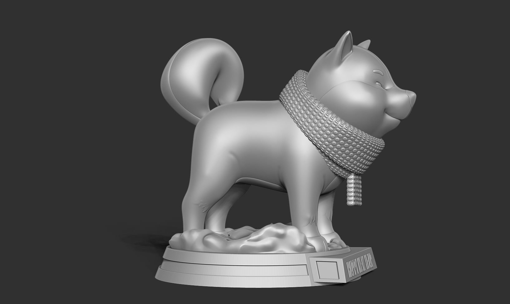Shiba with winter 3D print model_10
