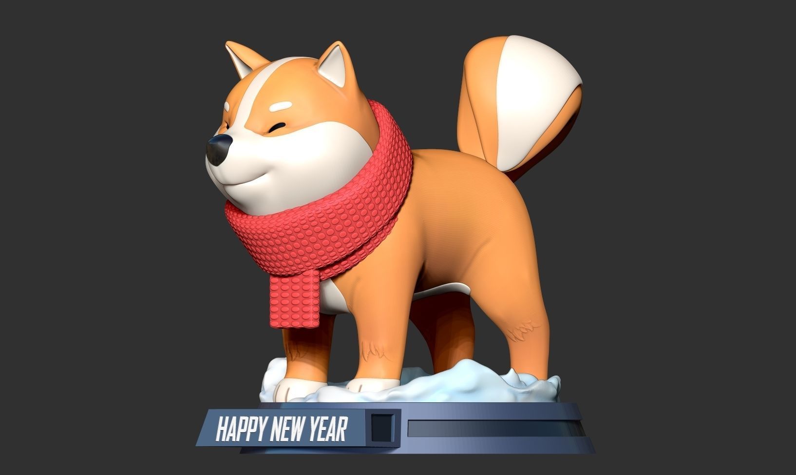 Shiba with winter 3D print model_6