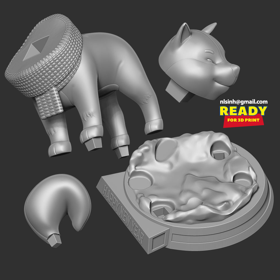 Shiba with winter 3D print model_2