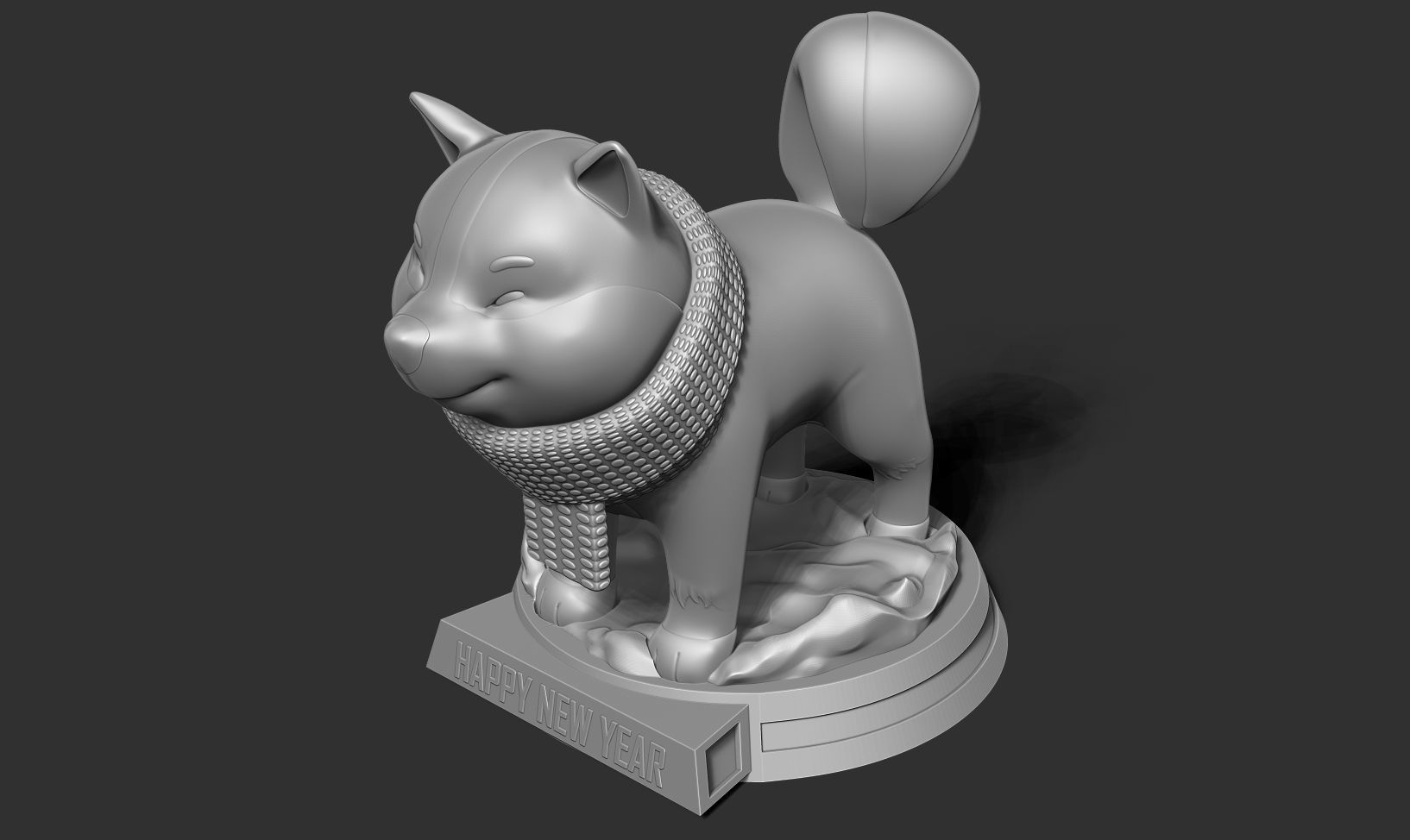 Shiba with winter 3D print model_14