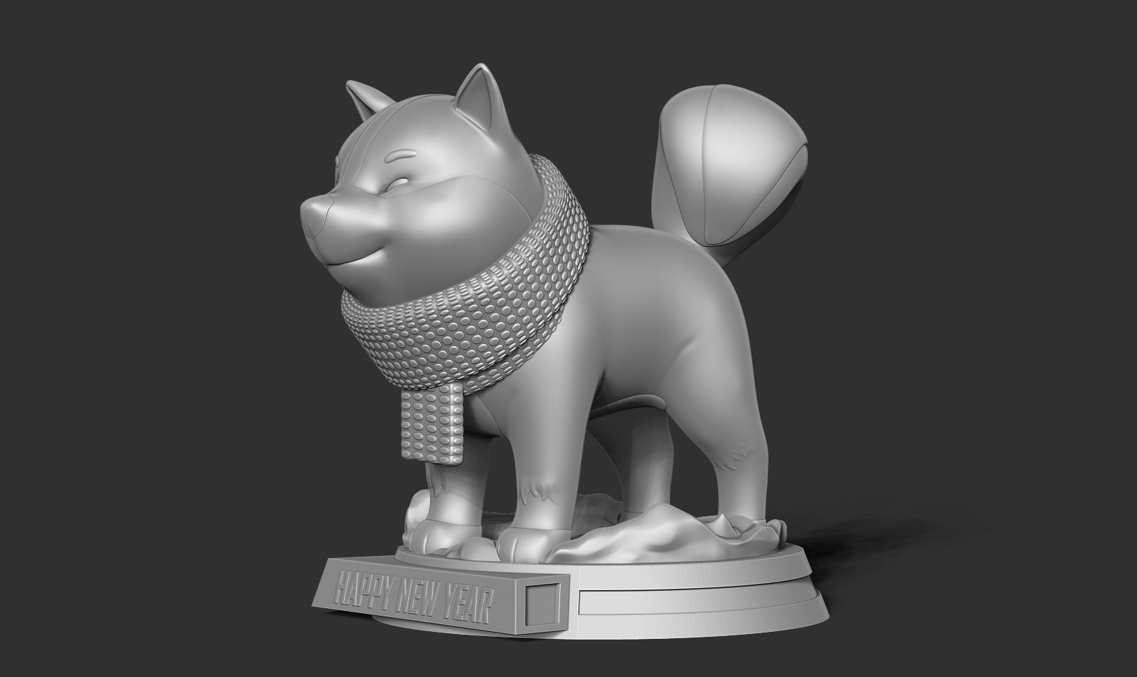 Shiba with winter 3D print model_8