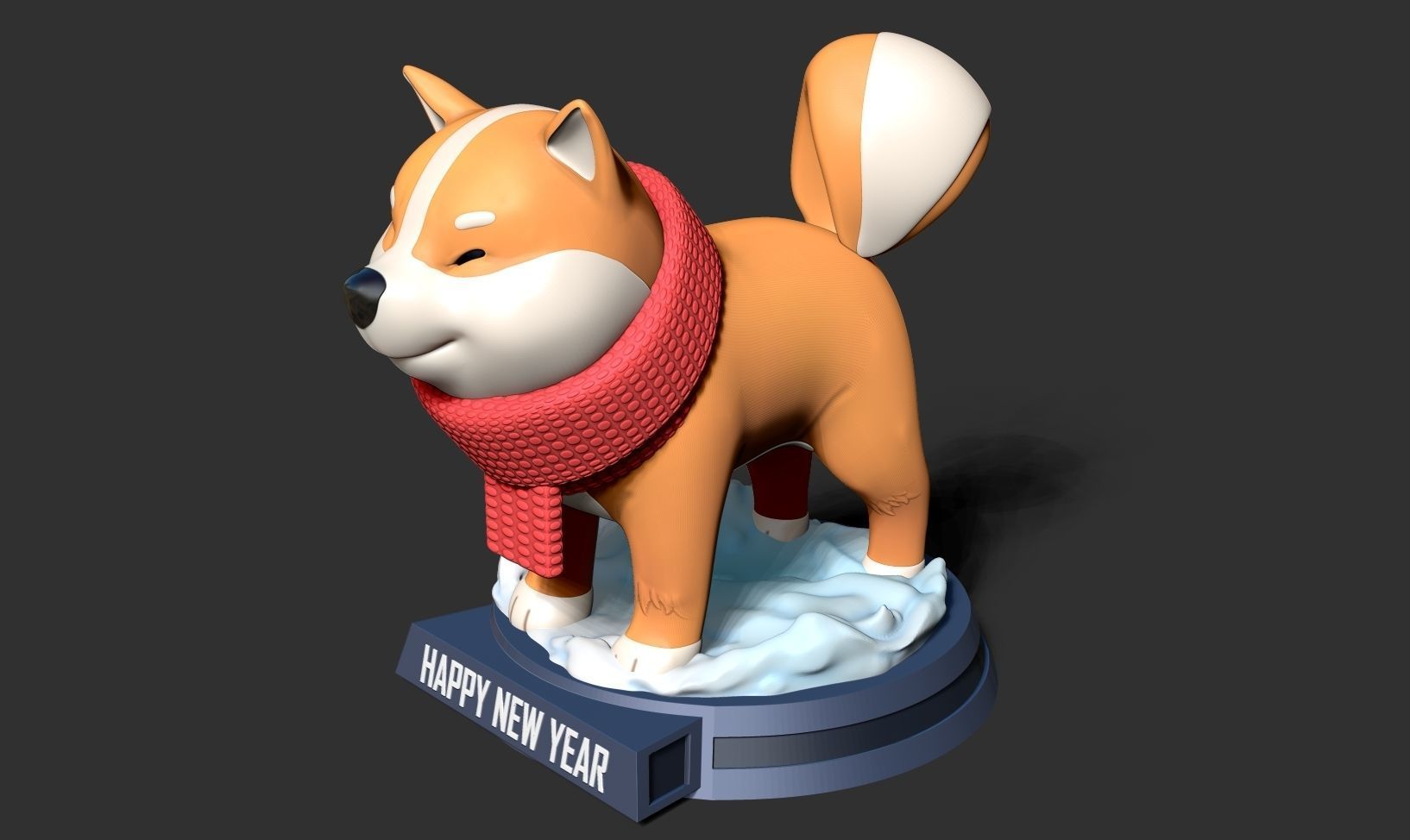 Shiba with winter 3D print model_13