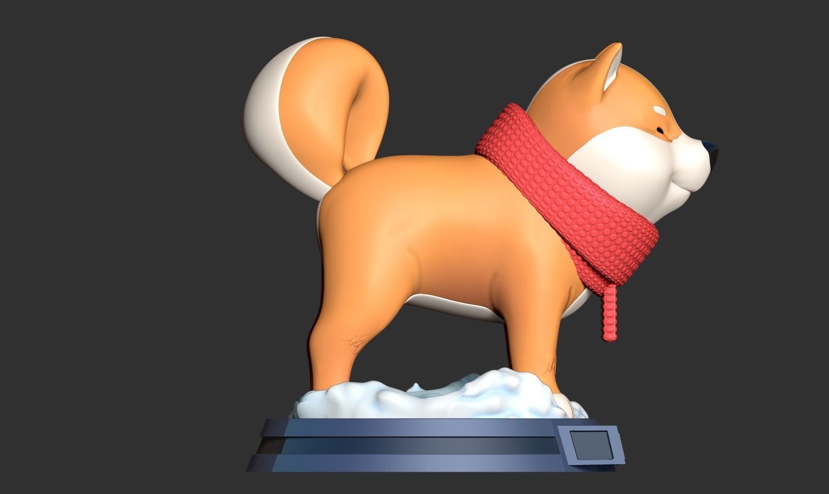 Shiba with winter 3D print model_9
