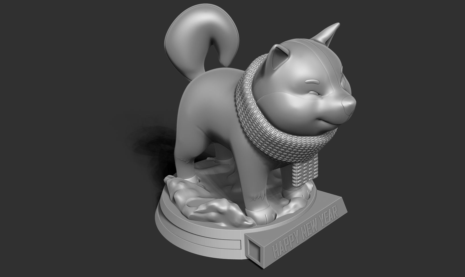 Shiba with winter 3D print model_16