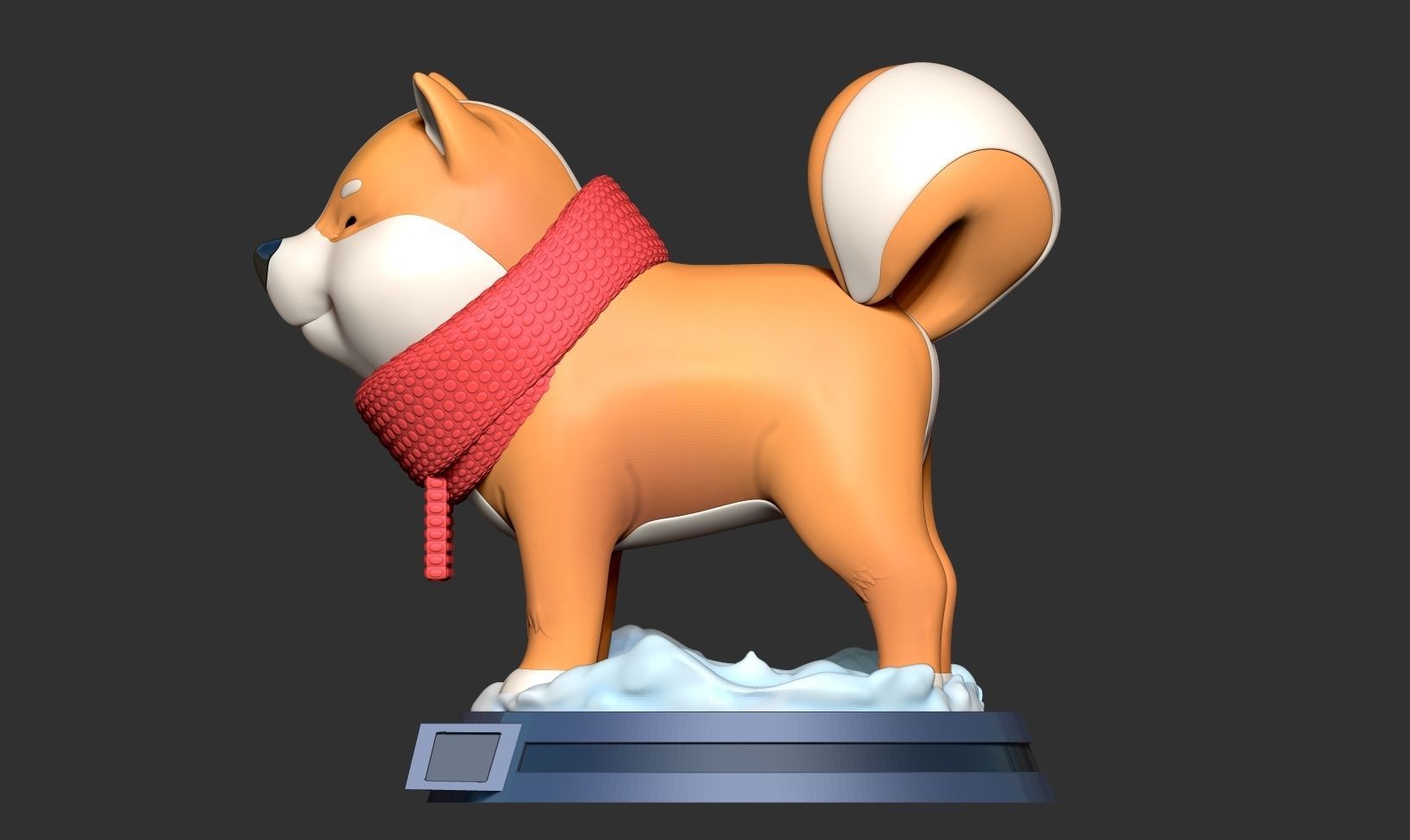 Shiba with winter 3D print model_11