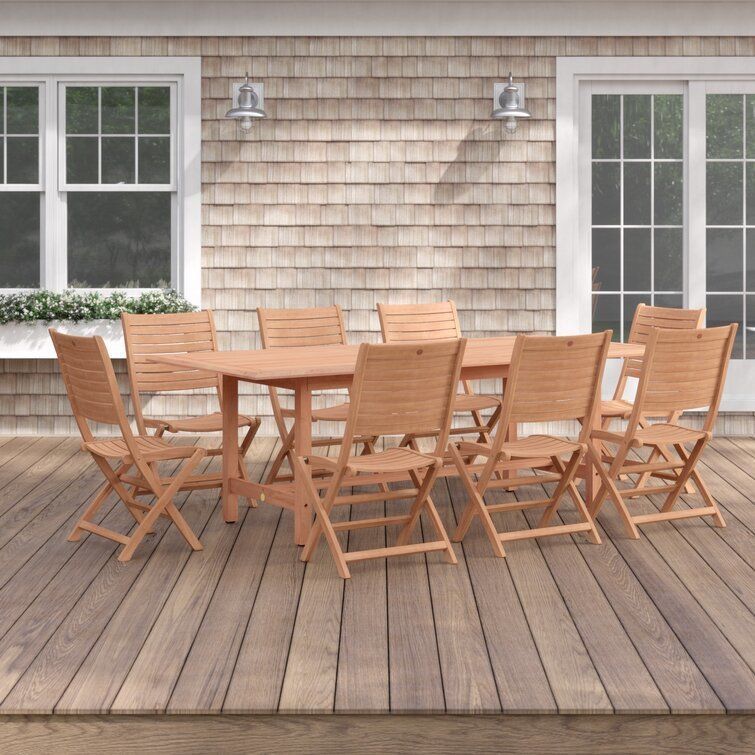 Elioenai Rectangular Long Teak Dining Set 3D model_4