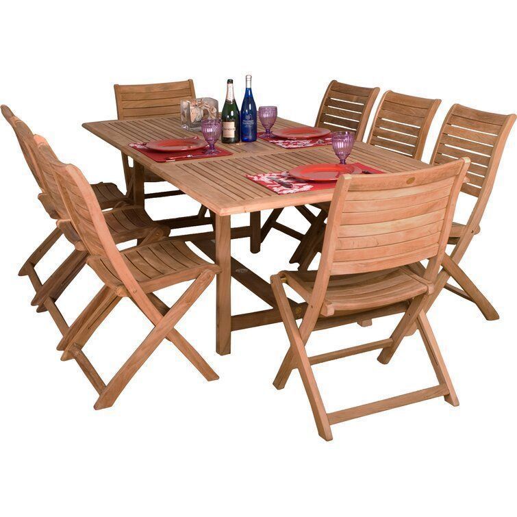 Elioenai Rectangular Long Teak Dining Set 3D model_2