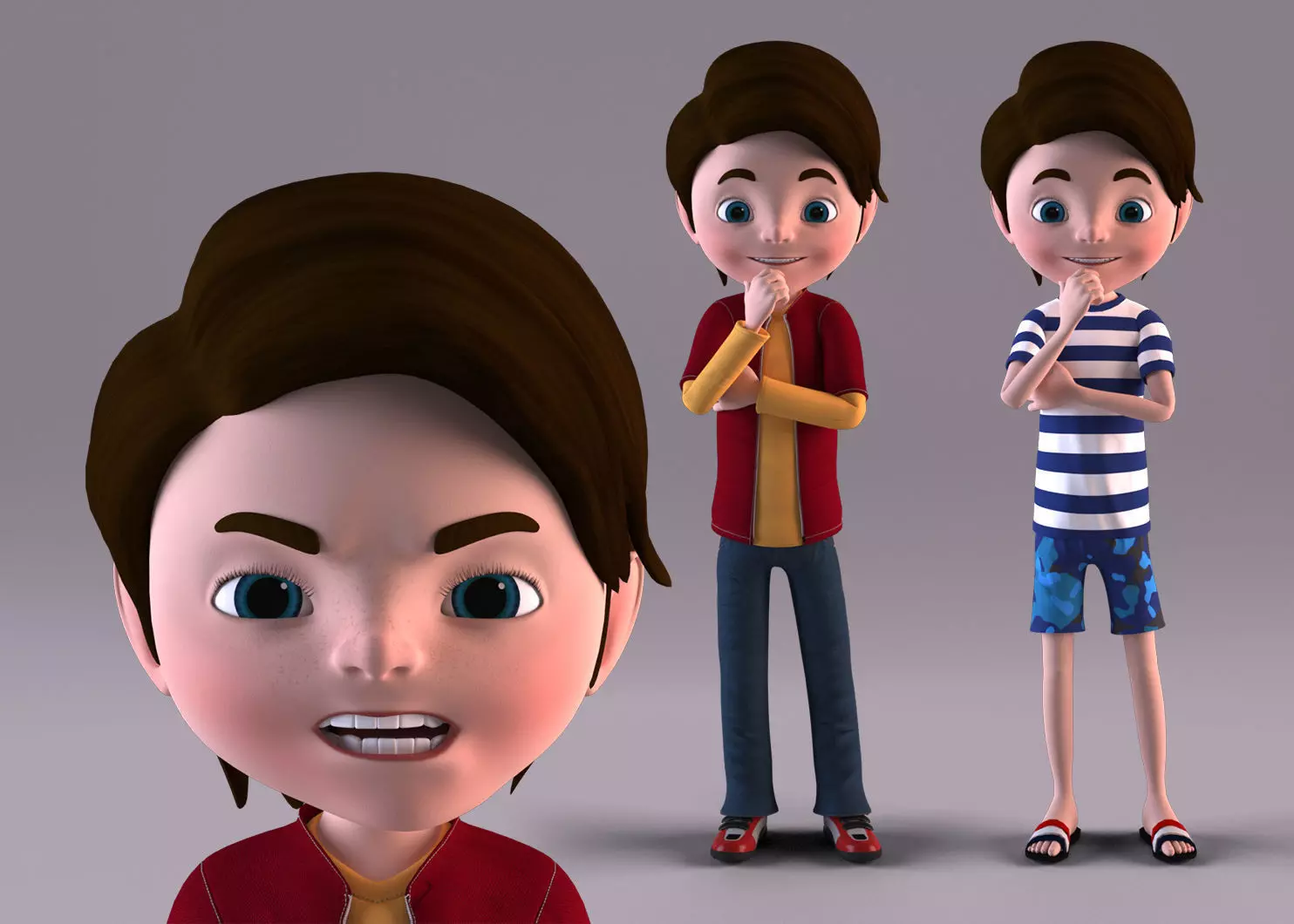 Cartoon Boy - Rigged biped catrig Low-poly 3D model_0