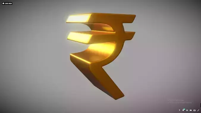 Indian Rupee Symbol Low-poly 3D model