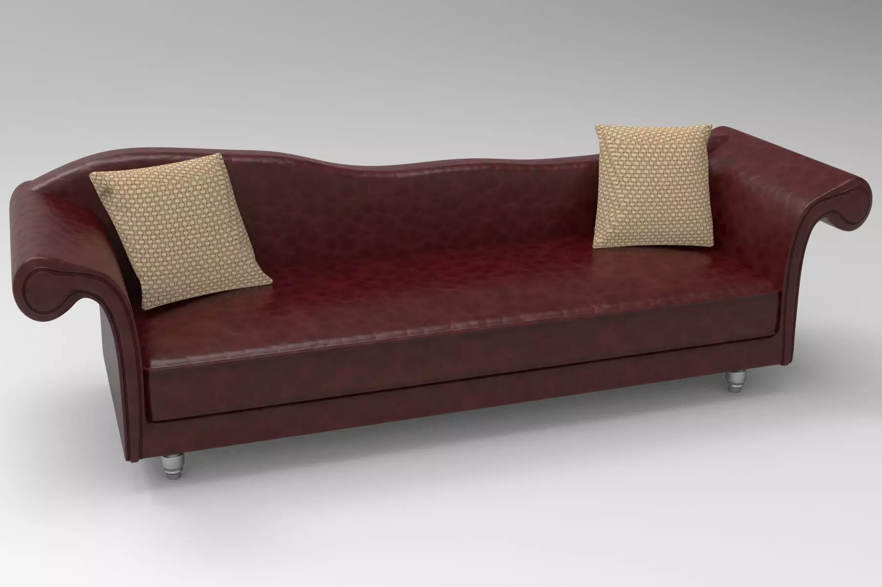 Red leather sofa 3D model_0