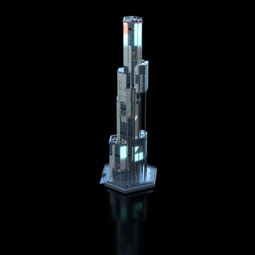 Futuristic Future Modern City Building Skyscraper 28 3D model_2