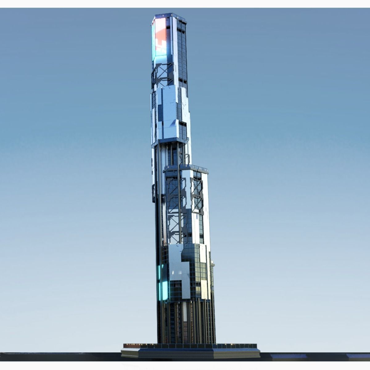 Futuristic Future Modern City Building Skyscraper 28 3D model_7