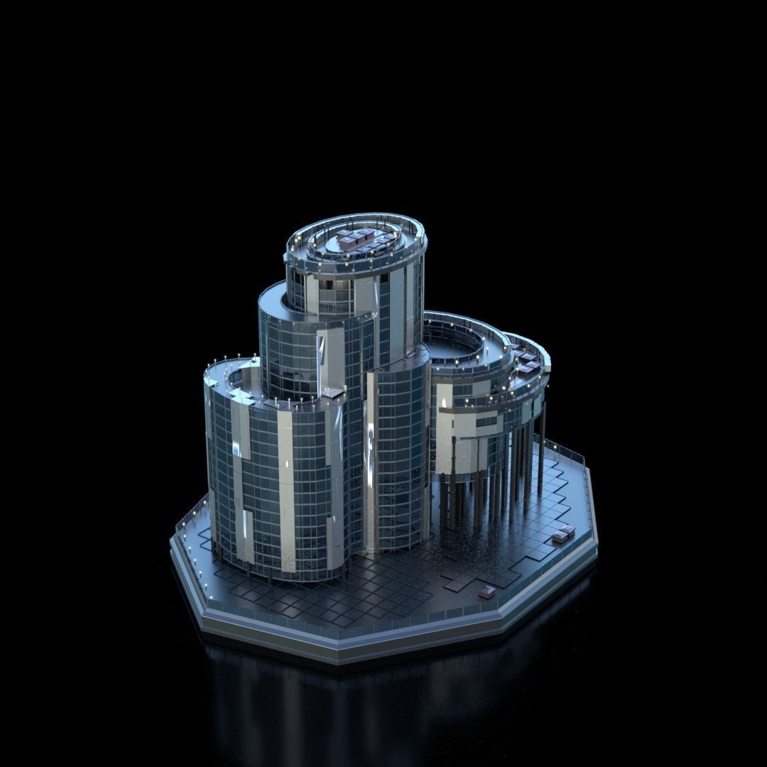 Futuristic Future Modern City Building Skyscraper 26 3D model_2
