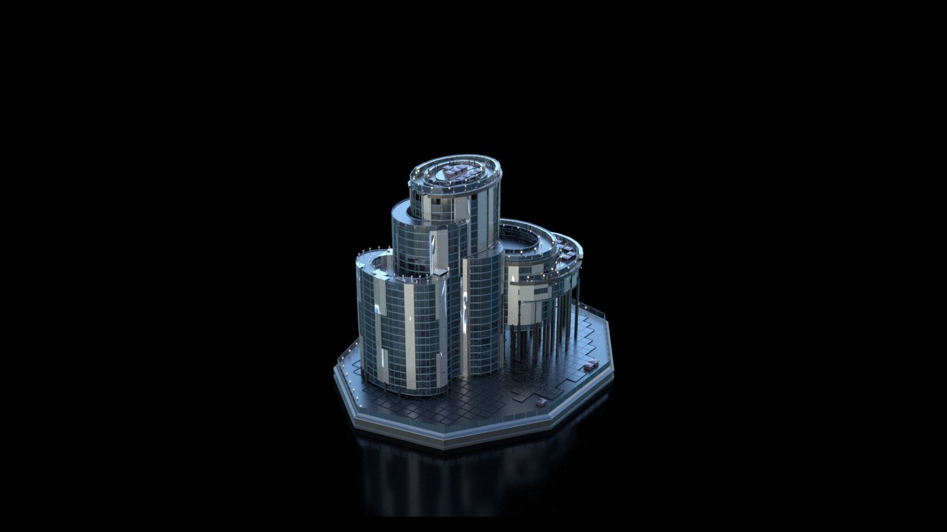 Futuristic Future Modern City Building Skyscraper 26 3D model_4