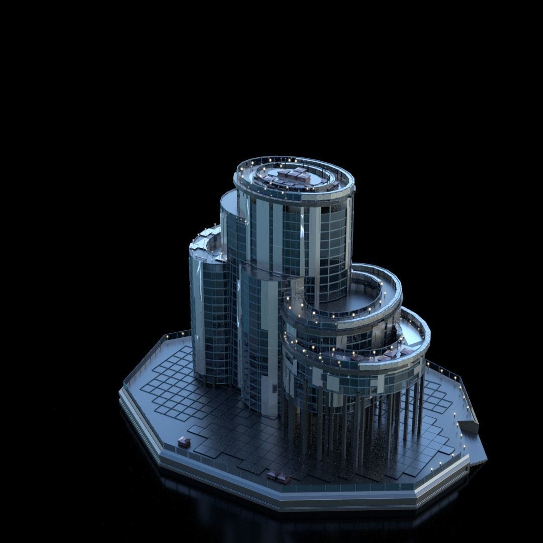 Futuristic Future Modern City Building Skyscraper 26 3D model_1