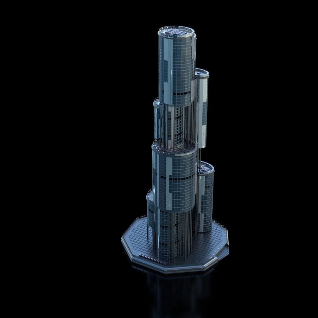 Futuristic Future Modern City Building Skyscraper 25 3D model_1