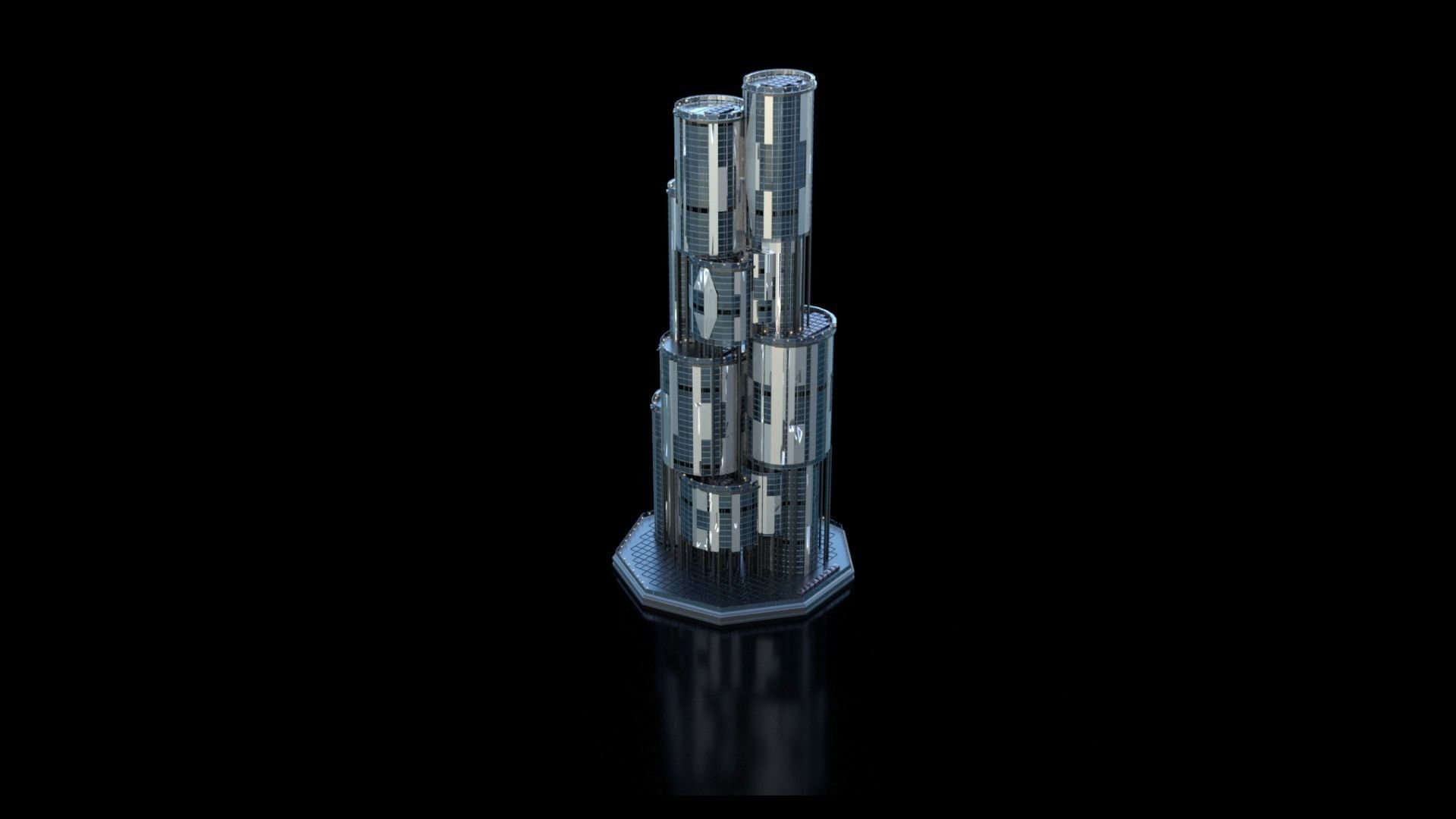 Futuristic Future Modern City Building Skyscraper 25 3D model_4