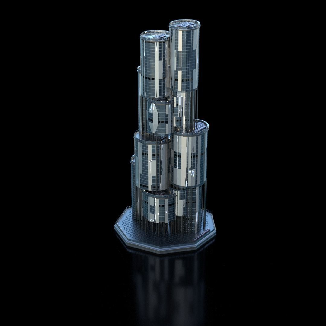 Futuristic Future Modern City Building Skyscraper 25 3D model_2