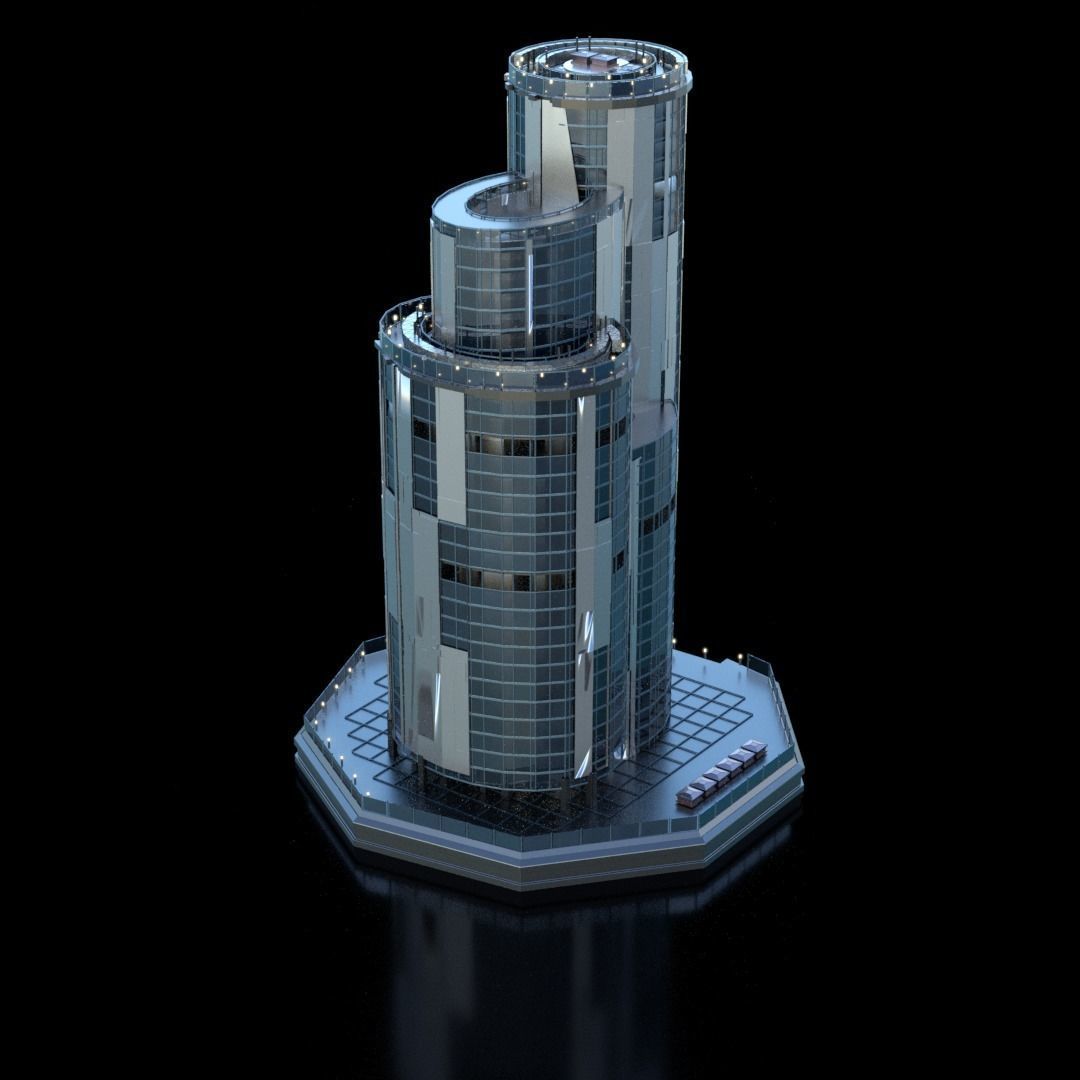 Futuristic Future Modern City Building Skyscraper 24 3D model_2