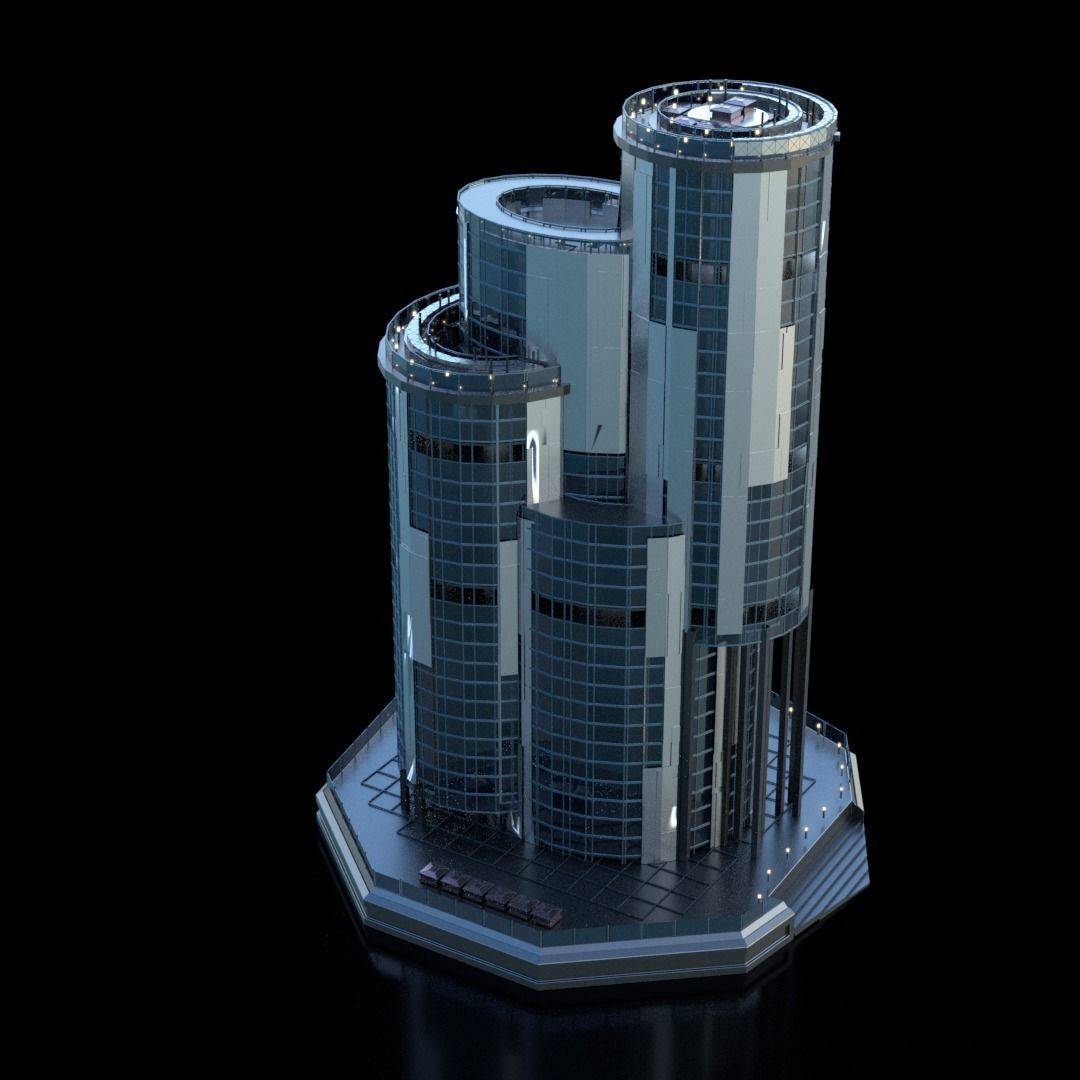 Futuristic Future Modern City Building Skyscraper 24 3D model_1