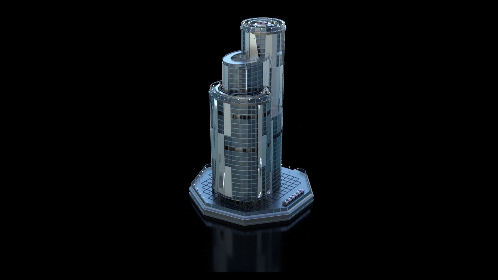 Futuristic Future Modern City Building Skyscraper 24 3D model_4