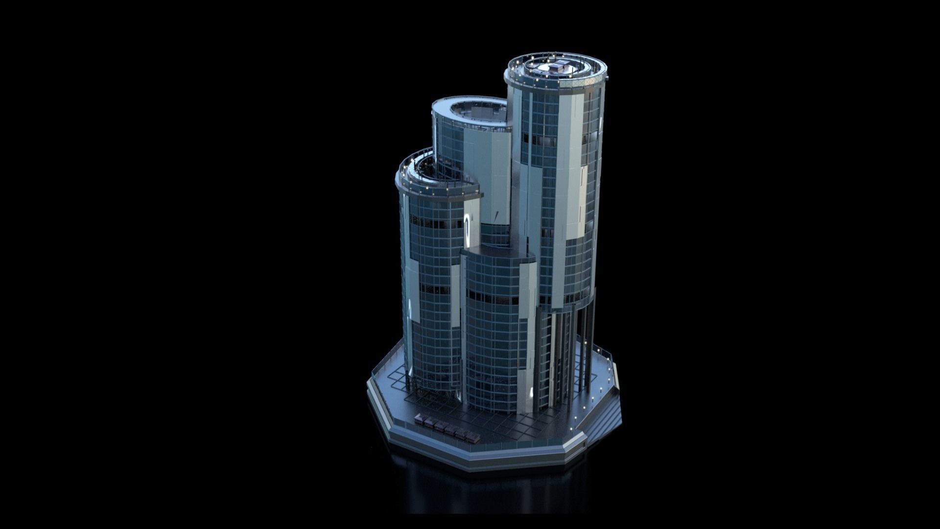 Futuristic Future Modern City Building Skyscraper 24 3D model_5
