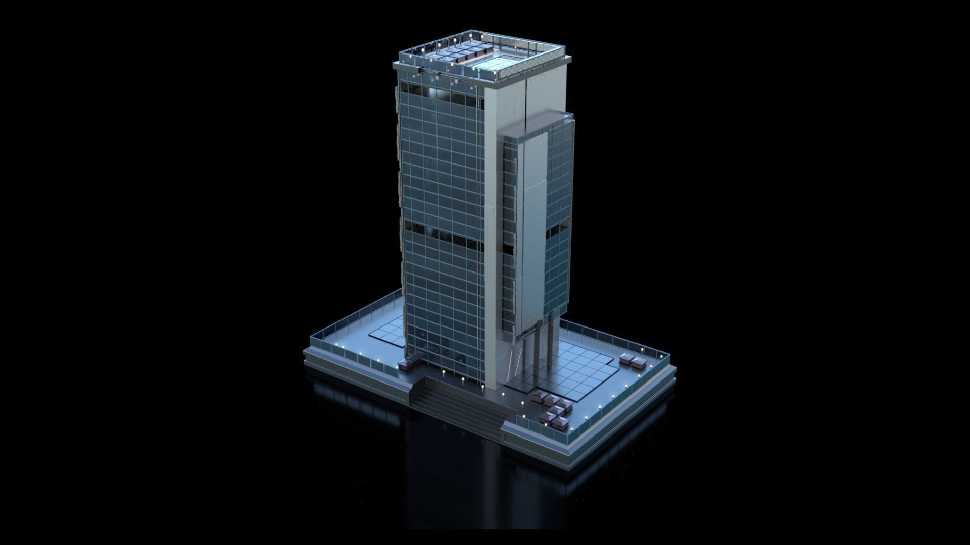 Futuristic Future Modern City Building Skyscraper 23 3D model_4