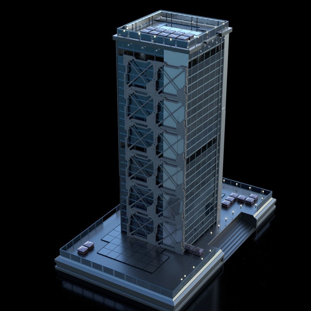 Futuristic Future Modern City Building Skyscraper 23 3D model_1
