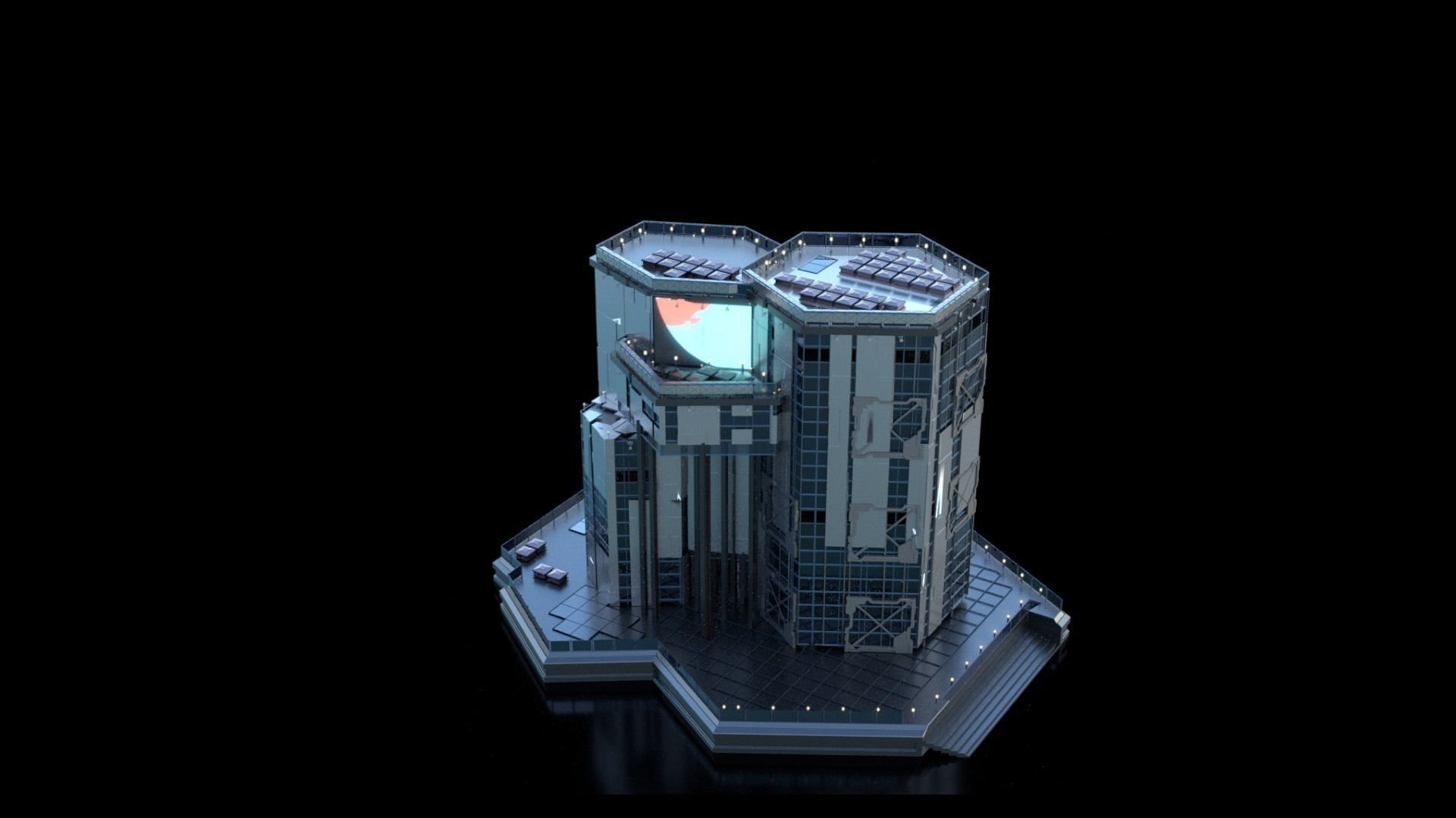 Futuristic Future Modern City Building Skyscraper 22 3D model_5