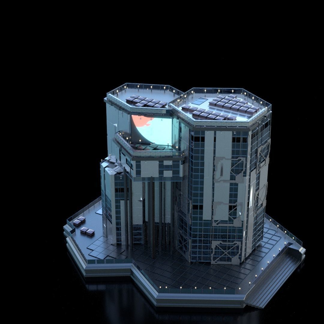 Futuristic Future Modern City Building Skyscraper 22 3D model_1