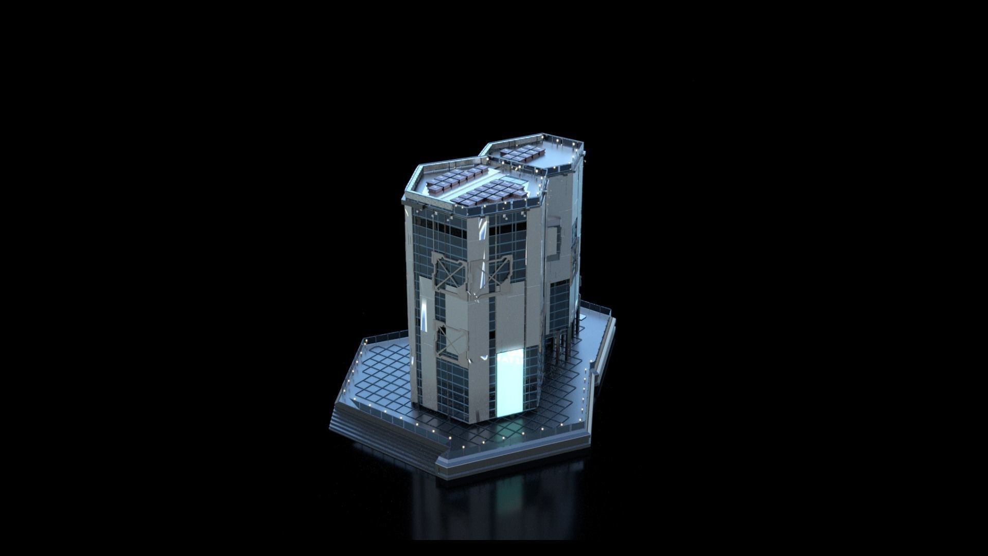 Futuristic Future Modern City Building Skyscraper 22 3D model_4