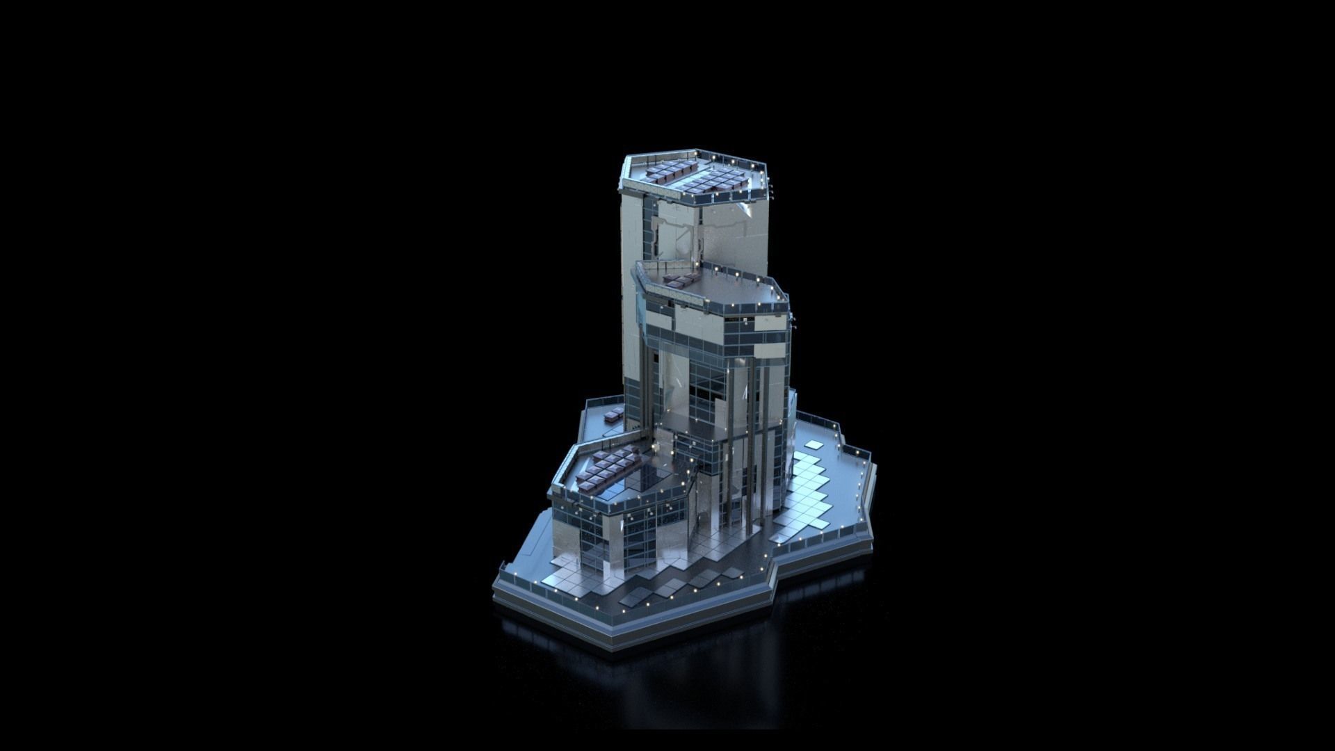 Futuristic Future Modern City Building Skyscraper 21 3D model_4