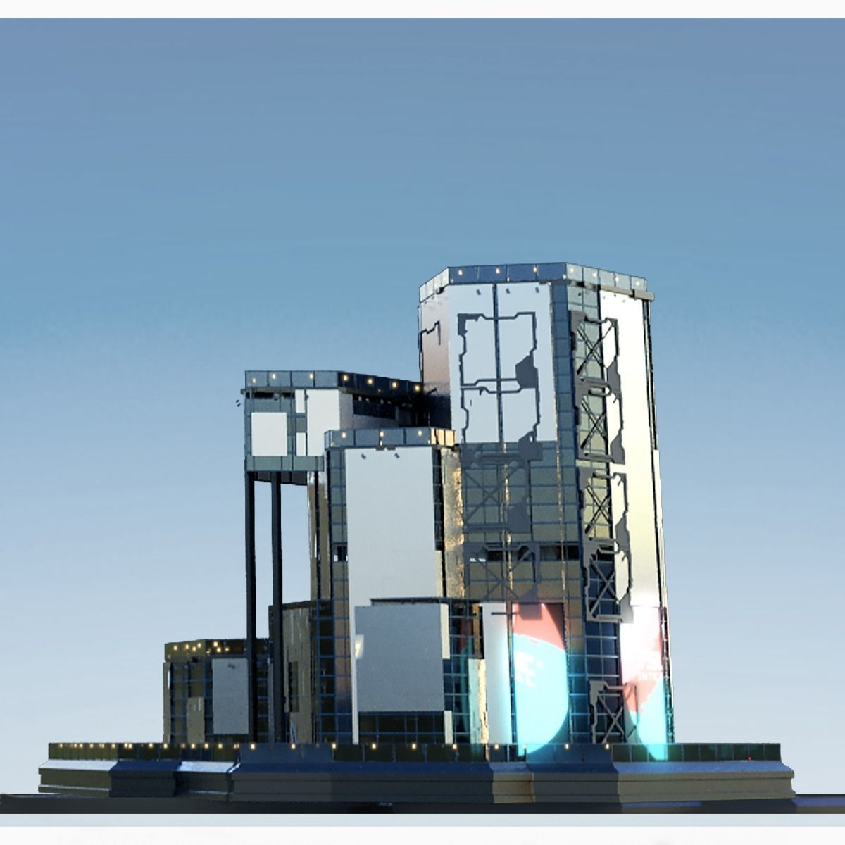 Futuristic Future Modern City Building Skyscraper 21 3D model_7