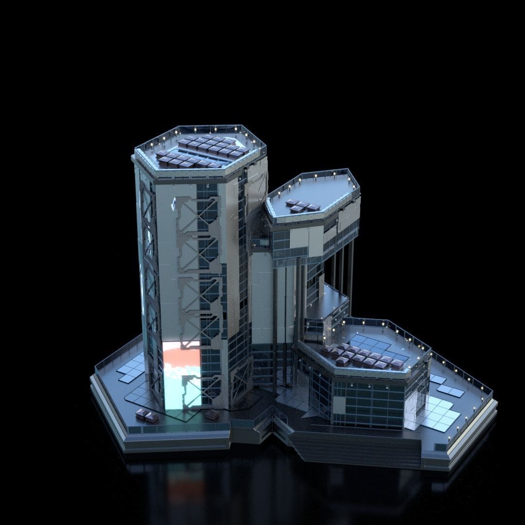 Futuristic Future Modern City Building Skyscraper 21 3D model_1