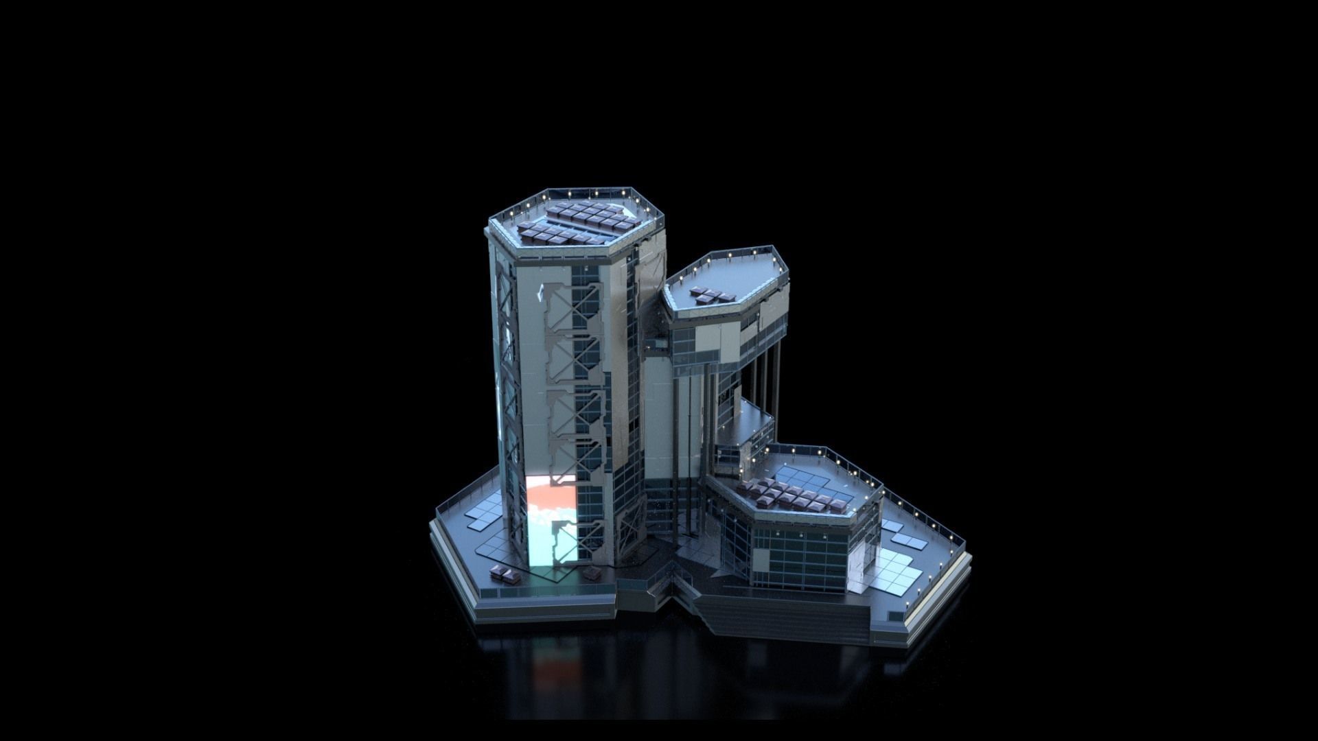 Futuristic Future Modern City Building Skyscraper 21 3D model_5