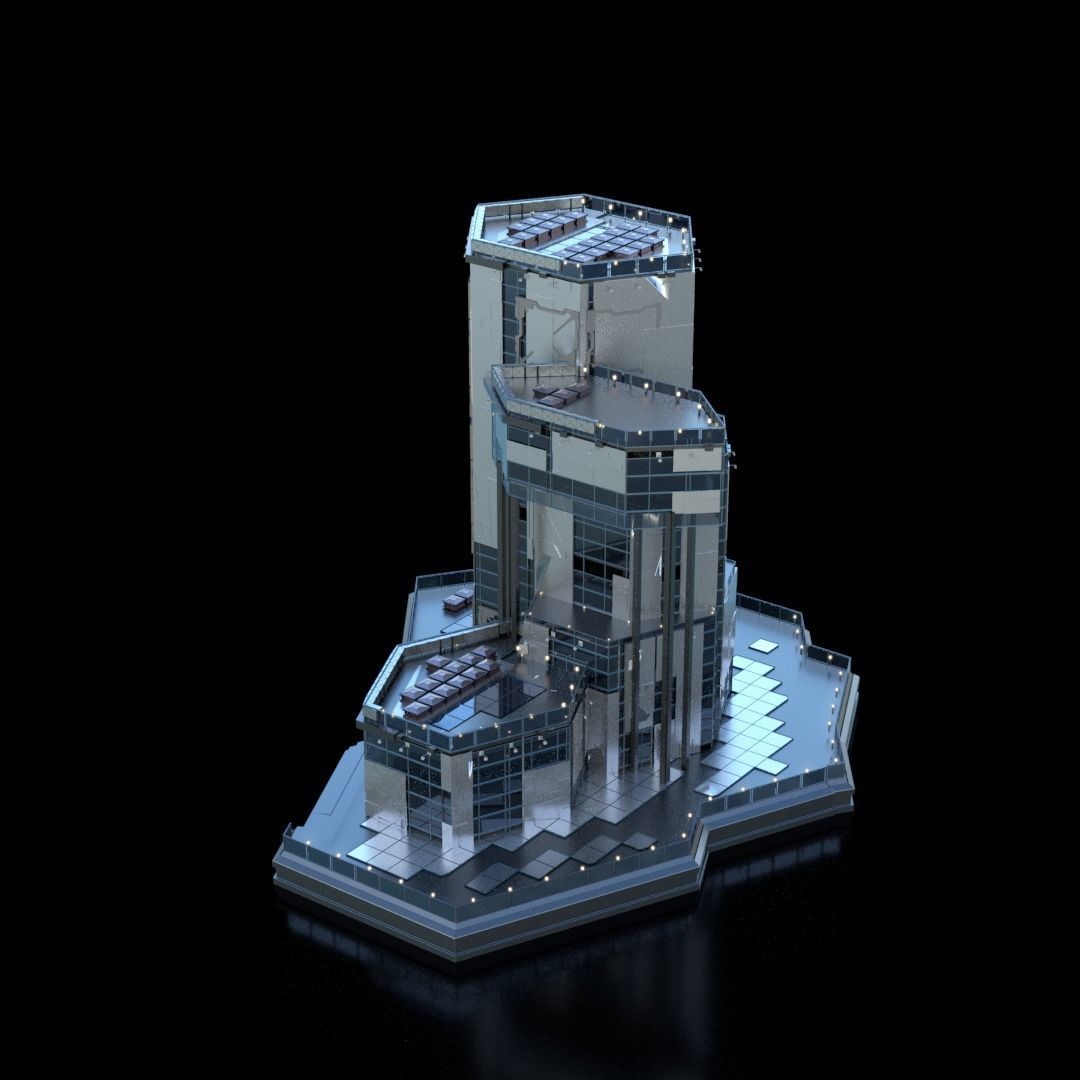 Futuristic Future Modern City Building Skyscraper 21 3D model_2