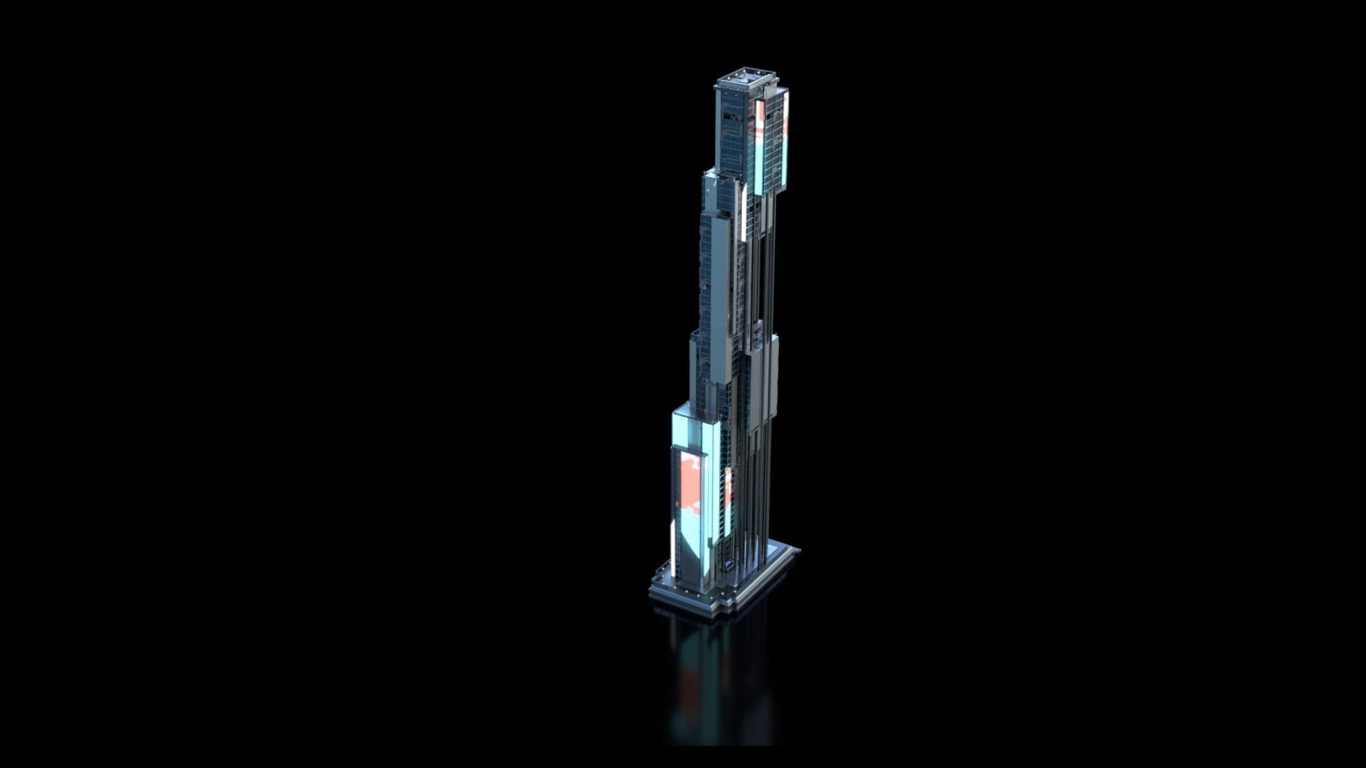 Futuristic Future Modern City Building Skyscraper 20 3D model_5