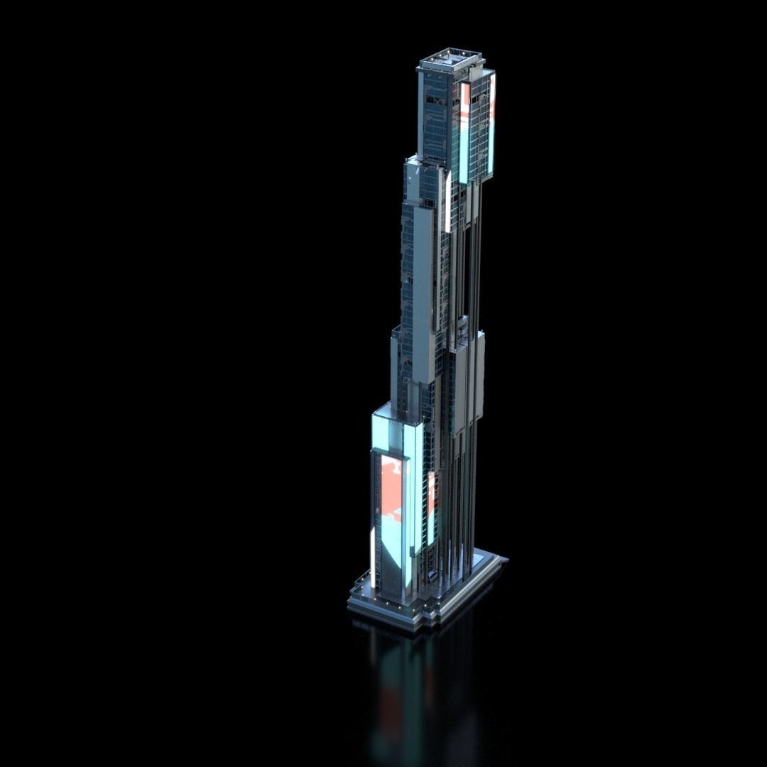 Futuristic Future Modern City Building Skyscraper 20 3D model_1