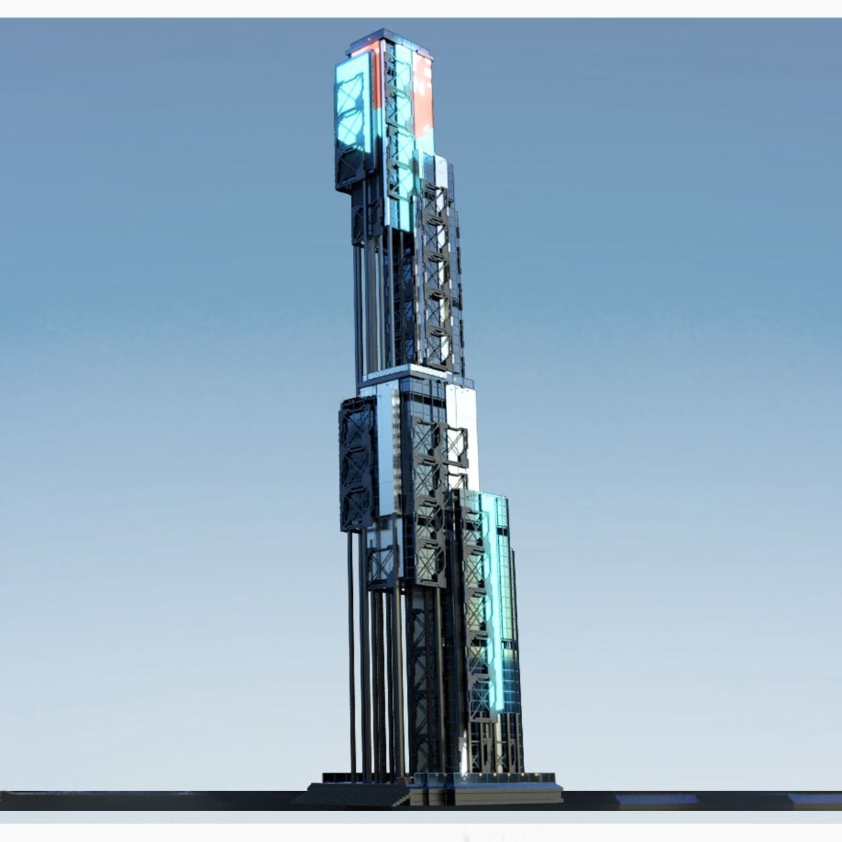 Futuristic Future Modern City Building Skyscraper 20 3D model_7
