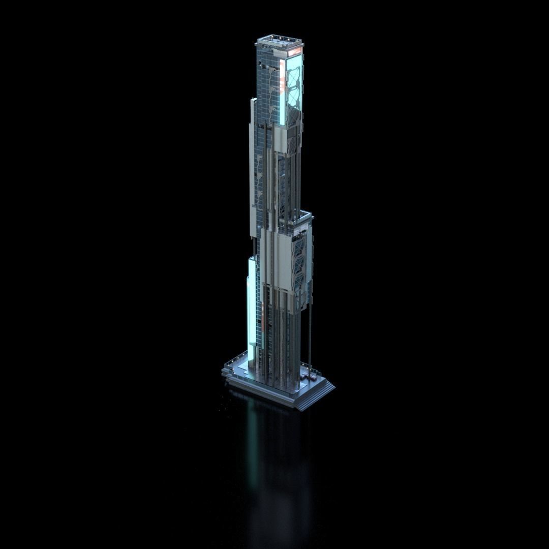 Futuristic Future Modern City Building Skyscraper 20 3D model_2