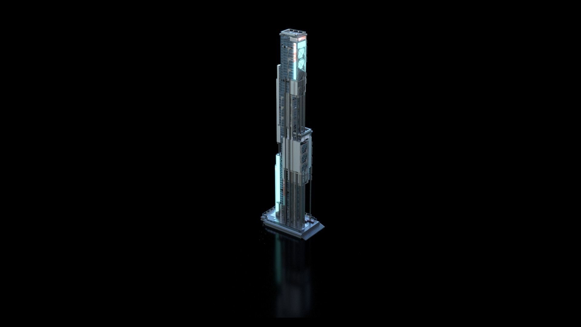 Futuristic Future Modern City Building Skyscraper 20 3D model_4