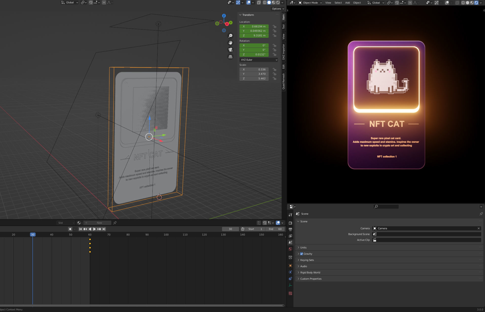 NFT collectible card template Blender Eevvee 3D model_3