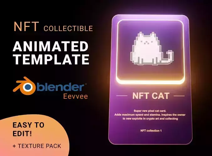 NFT collectible card template Blender Eevvee 3D model